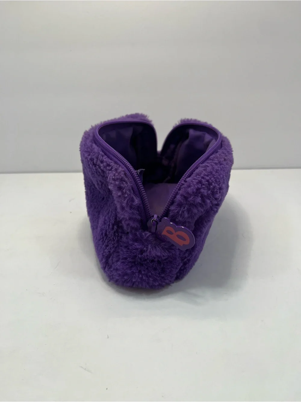 Bratz Purple Faux Fur Makeup Bag Cosmetic Pouch Fuzzy Y2K Zipper B Charm